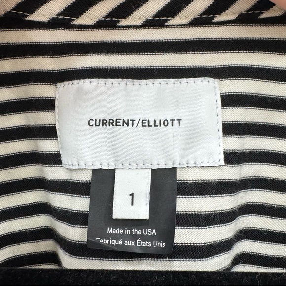 Current/Elliott Carina Feeder Stripe Top Sz 1 black white striped pattern - Picture 6 of 7
